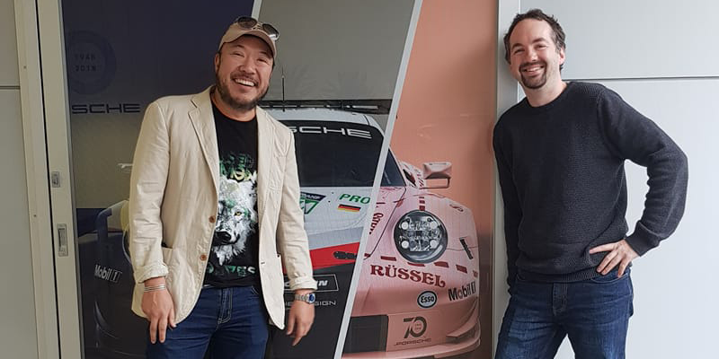 Mark and Chris at Porsche Cars Australia